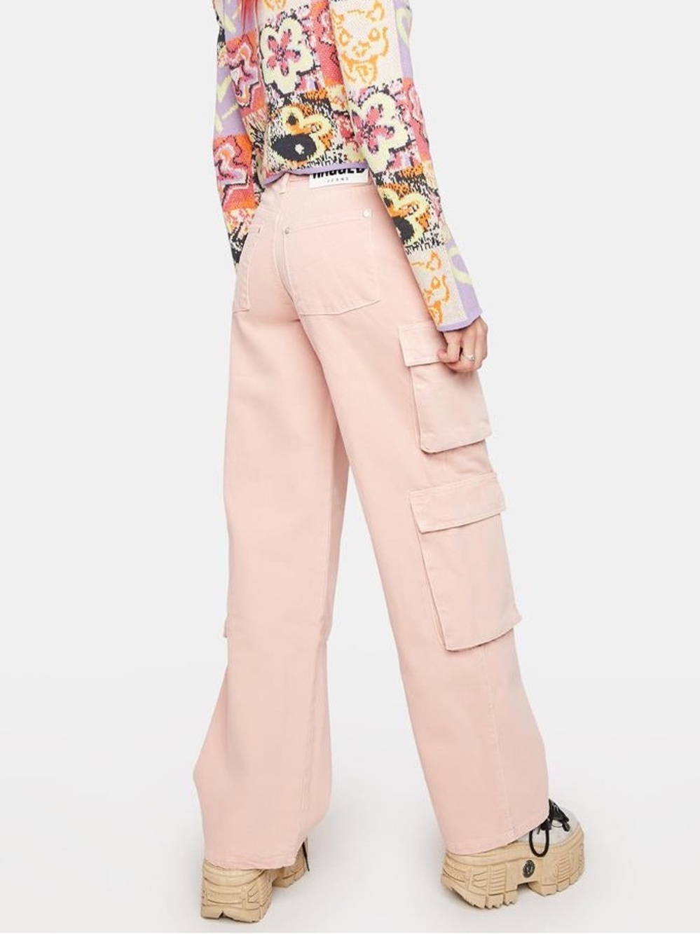 The Ragged Priest Women’s Brat Cargo Jeans Size 24 Pink Low Rise Wide Leg Nwt — image 2 of 8